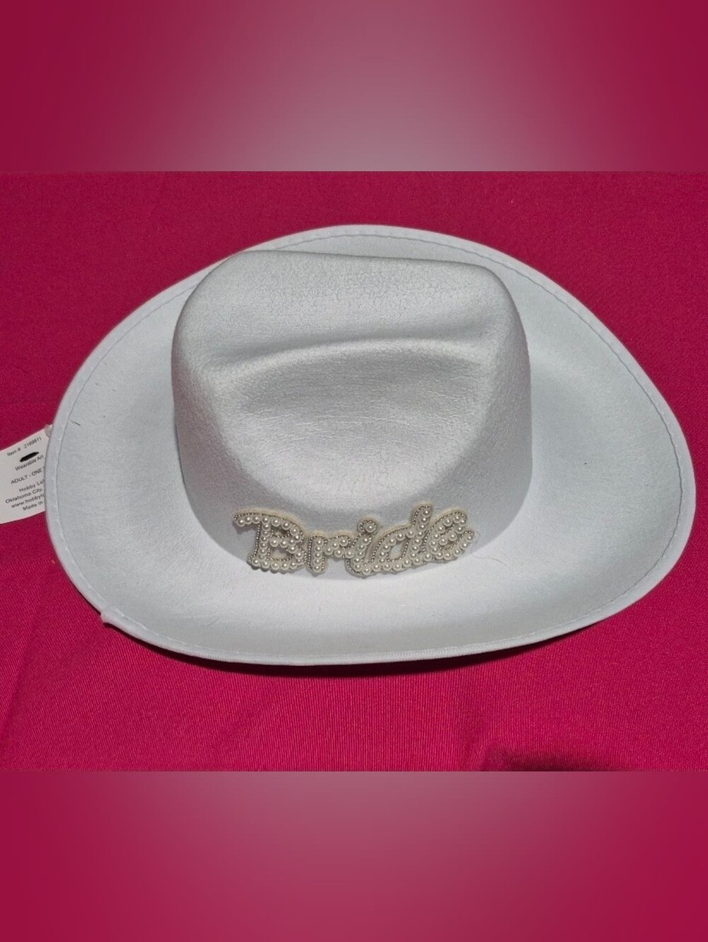 Bride Pearl-Embellished White Cowboy Hat - Picture 2 of 3